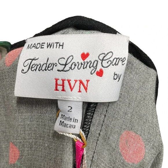 HVN Black Cherry Print Emily Sweetheart Mini Dress‎ Size 2 - Picture 9 of 13